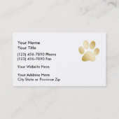 Cartes d'entreprise de services d'animal familier (Dos)