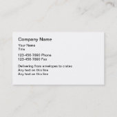 Cartes d'entreprise de services de messager (Dos)