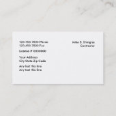 Cartes d'entreprise de services de toiture (Dos)