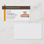 Cartes d'entreprise de services de tuyauterie (Devant / Derrière)