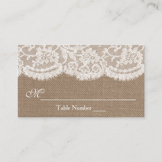Cartes d'escorte de la collection Mariage Burlap & (Devant)