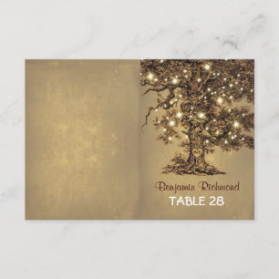 Cartes d'escorte de mariage arbre lumières rustiqu