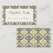 Cartes d'escorte de réception mariage damassé (Devant / Derrière)