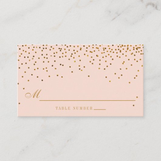 Cartes d'escorte Mariage Confetti Rose & Or (Devant)