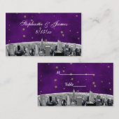 Cartes d'escorte NYC Skyline 2 violet Gold Star Et (Devant / Derrière)