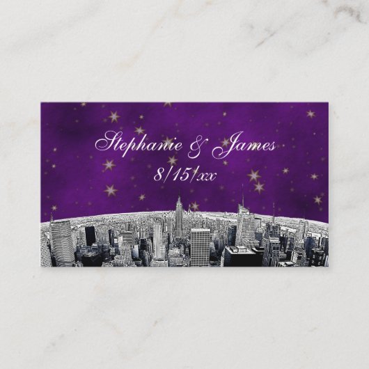 Cartes d'escorte NYC Skyline 2 violet Gold Star Et (Devant)