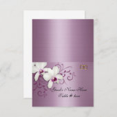 Cartes d'escorte Orchidées blanches lavande satin (Devant / Derrière)