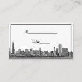 Cartes d'escorte rouge de Chicago Skyline Etched B (Dos)