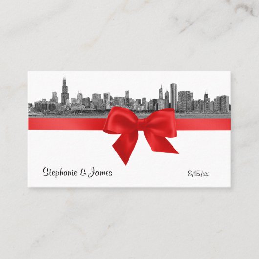 Cartes d'escorte rouge de Chicago Skyline Etched B (Devant)