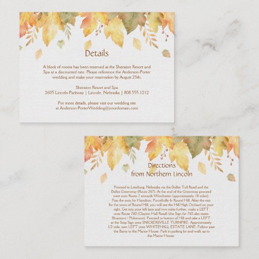 Cartes Détail Automne Automne | (Devant / Derrière)