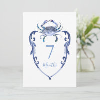 Cartes d'étapes de bébé Crabe bleu aquarelle