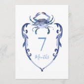 Cartes d'étapes de bébé Crabe bleu aquarelle (Devant)