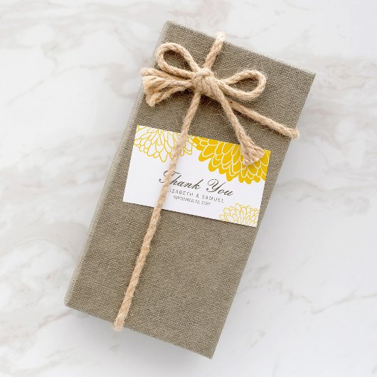 Cartes d'étiquettes de Merci jaune blanc