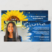 Cartes d'études personnalisées | Bleu & Or (Devant / Derrière)