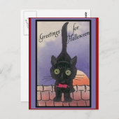 Cartes d'Halloween Chat Noir Cute (Devant / Derrière)