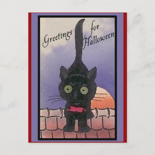 Cartes d'Halloween Chat Noir Cute (Devant)