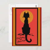 Cartes d'Halloween Chat Noir Sophistiquées (Devant / Derrière)