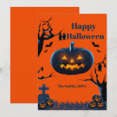 Cartes d'halloween Citrouille effrayant (Devant / Derrière)