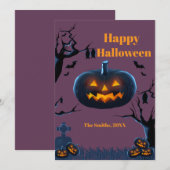 Cartes d'halloween Citrouille effrayant (Devant / Derrière)