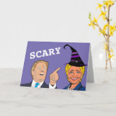 CARTES D'HALLOWEEN EFFRAYANTES HILLARY ET TRUMP (Fleur jaune)
