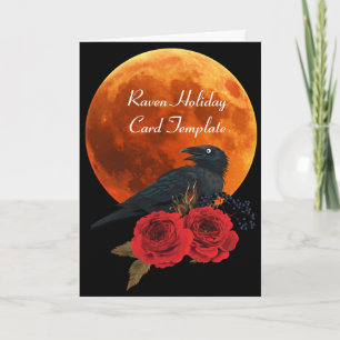 Cartes d'Halloween Red Roses Raven Moon