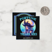 Cartes d'Halloween Sorcière Bleue Rétro (Devant/Arrière en situation)