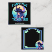 Cartes d'Halloween Sorcière Bleue Rétro (Devant / Derrière)