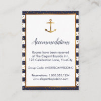 Cartes d'hébergement Confettis & Rayures Ancre Dor