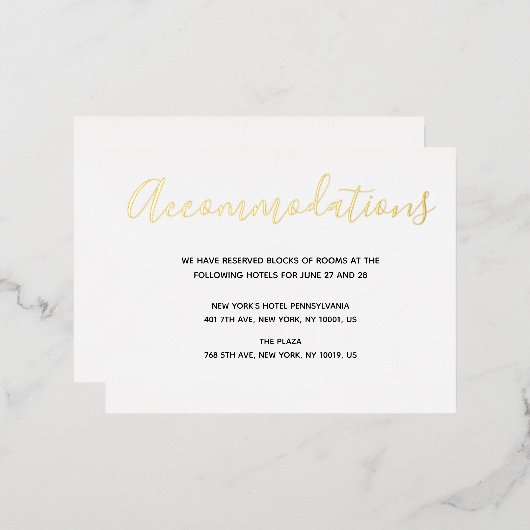 Cartes d'hébergement de mariage à script à feuille (Recto/Verso)