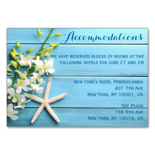 Cartes d'hébergement de mariage Étoile de mer Orch