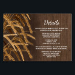 Cartes d'hébergement de réception de mariage de bl<br><div class="desc">Blé rustique   Country Hay Wedding Réception & Hotel Accommodation Cards - incluez ces cartes de détail pour informer vos invités de votre lieu de réception,  le calendrier de réception et les informations de l'hôtel pour faciliter la planification.</div>
