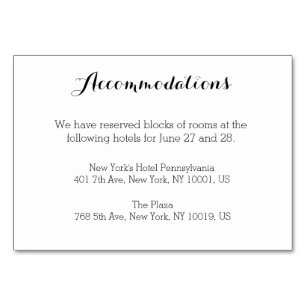 Cartes d'hébergement Mariage blanc élégant