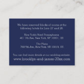 Cartes d'hébergement Mariage bleu marine (Dos)