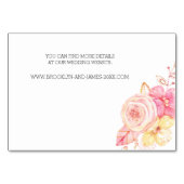 Cartes d'hébergement Mariage florales (Dos)