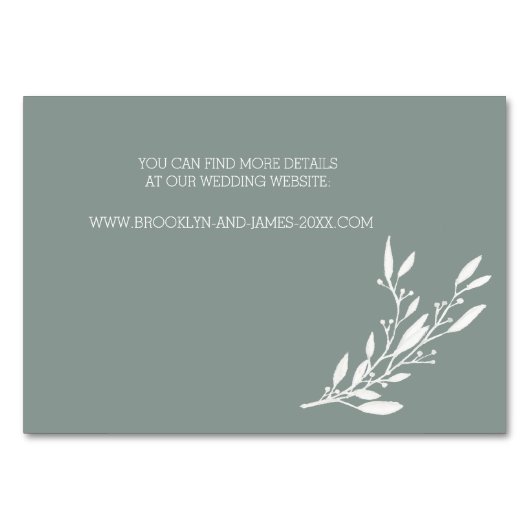 Cartes d'hébergement Mariage Sage Elégant (Dos)