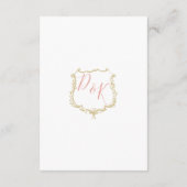 Cartes d'hébergement Monogram Crest Gold Blush (Dos)