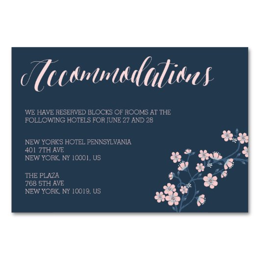 Cartes d'hébergement pour Mariage romantique rose  (Devant)