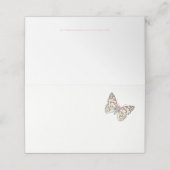 Cartes d'hôtes peintes papillon art rose (Extérieur déplié)