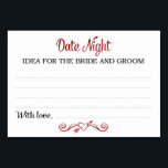 Cartes d'idées de la nuit<br><div class="desc">Ces cartes d'idées Date Night seront le complément parfait à votre réception de mariage ou à votre fête. Ce design combine des polices noires et rouges, avec une bannière de coeur comme accent, demandant à vos invités de laisser une note avec leurs meilleures idées de date. La carte dispose d'un...</div>