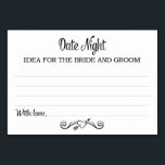 Cartes d'idées de la Nuit Date Noire<br><div class="desc">Ces cartes d'idées Date Night seront le complément parfait à votre réception de mariage ou à votre fête. Ce design combine des polices noires, avec une bannière de coeur comme accent, demandant à vos invités de laisser une note avec leurs meilleures idées de date. La carte dispose d'un espace pour...</div>