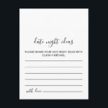 Cartes d'idées de nuit noir et blanc<br><div class="desc">Ces cartes d'idées dattes en noir et blanc sont parfaites pour une simple douche nuptiale. Le design comporte une belle police calligraphique dans un arrière - plan blanc pour agrémenter votre événement.</div>