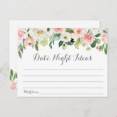 Cartes d'idées de nuit rose et blanc Fleur (Devant / Derrière)