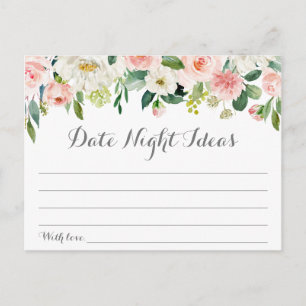 Cartes d'idées de nuit rose et blanc Fleur