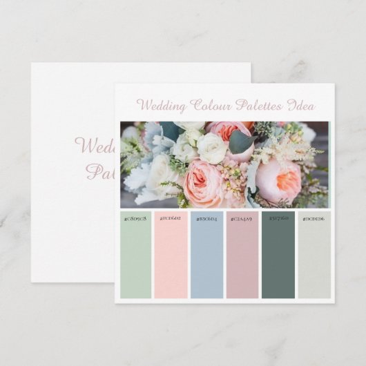 Cartes d'idées de palettes de couleurs de mariage (Devant / Derrière)