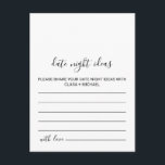 Cartes d'idées de soirée en noir et blanc<br><div class="desc">Ces cartes d'idées de soirée en noir et blanc sont parfaites pour une simple douche de mariée. Le design présente une belle police de calligraphie sur fond blanc pour embellir votre événement.</div>