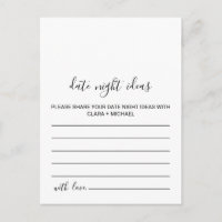 Cartes d'idées de soirée en noir et blanc