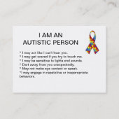 Cartes d'identification d'autisme (Dos)