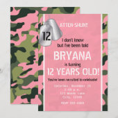 Cartes d'identité de l'armée PINK Invitations camo (Devant / Derrière)