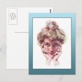 Cartes d'illustration vintage Gibson Style Girl (Devant / Derrière)