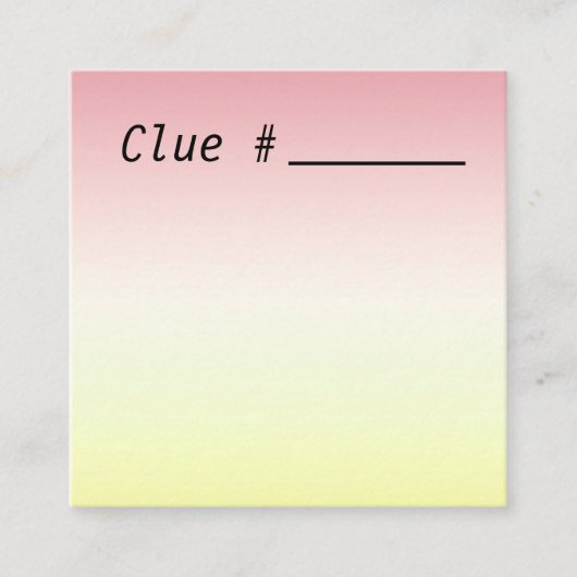 Cartes d'indices de chasse au trésor pour fête 6,3 (Devant)